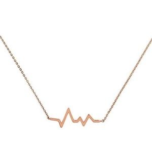 Rose Gold Heartbeat Necklace, Stamped Pop